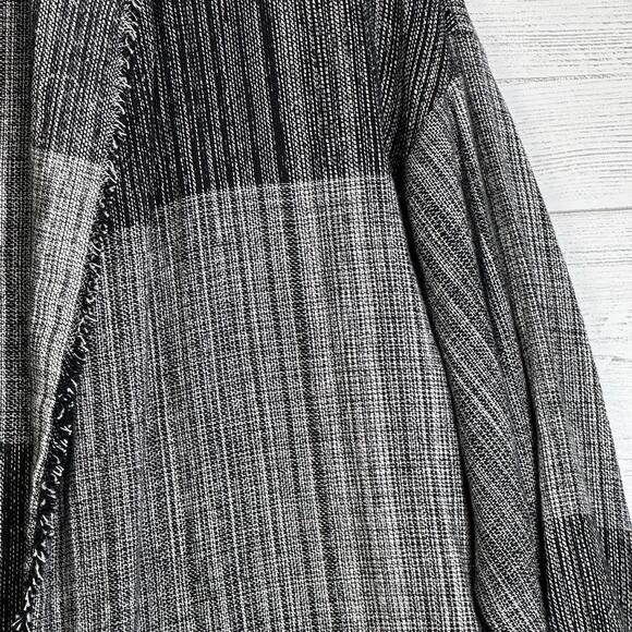 Eileen Fisher 100% Organic Cotton Gray Black Duster Jacket Shawl Collar - Picture 3 of 5